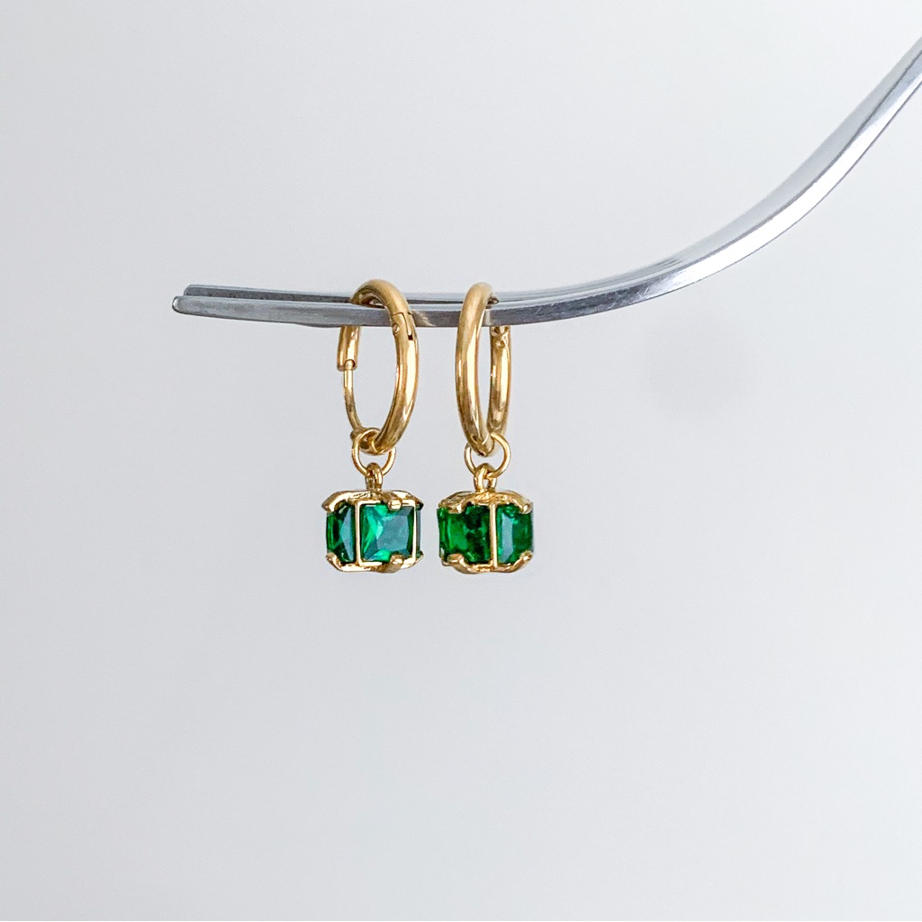 Emerald Green Earrings, Dangle Emerald Earrings, Green Gem Earrings